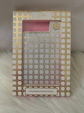 LILLY PULITZER Metallic Gold Caning Expandable Phone Pocket